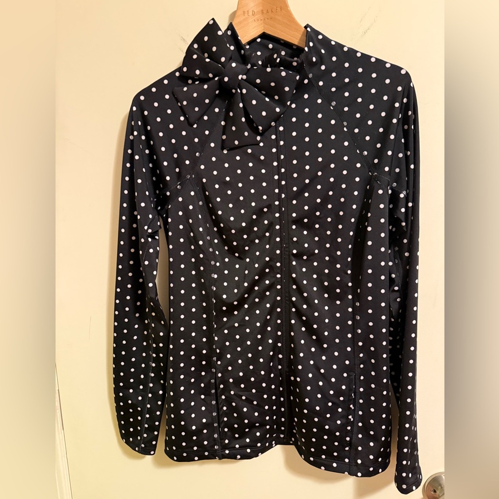 Kate Spade Black Polka Dot Track zip up Jacket Small NEW